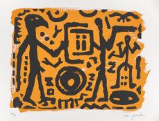 A.R. Penck. „Falkenkopf, Jäger und Adler“. 1994