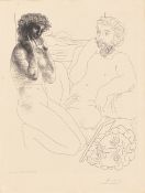 Pablo Picasso. ”Sculpteur et modèle se regardant dans un miroir calé sur un autoportrait s…. 1933/39
