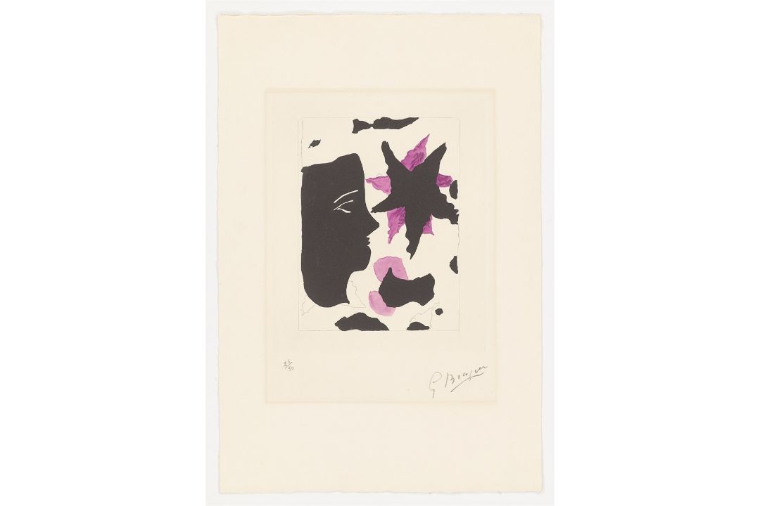 Georges Braque. „Tête en profil et l’étoile (mauve)“. 1960 - Bild 2 aus 3