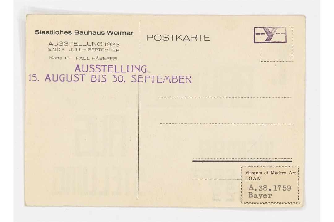 Paul Häberer. Hausmodell (Karte zur Bauhaus Ausstellung Weimar 1923). 1923 - Bild 3 aus 3