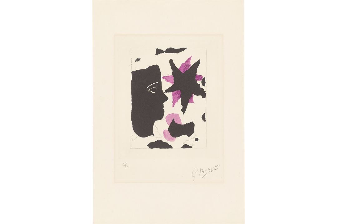 Georges Braque. „Tête en profil et l’étoile (mauve)“. 1960 - Bild 1 aus 3