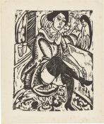 Ernst Ludwig Kirchner. ”Frau, Schuh zuknöpfend”. 1912/13
