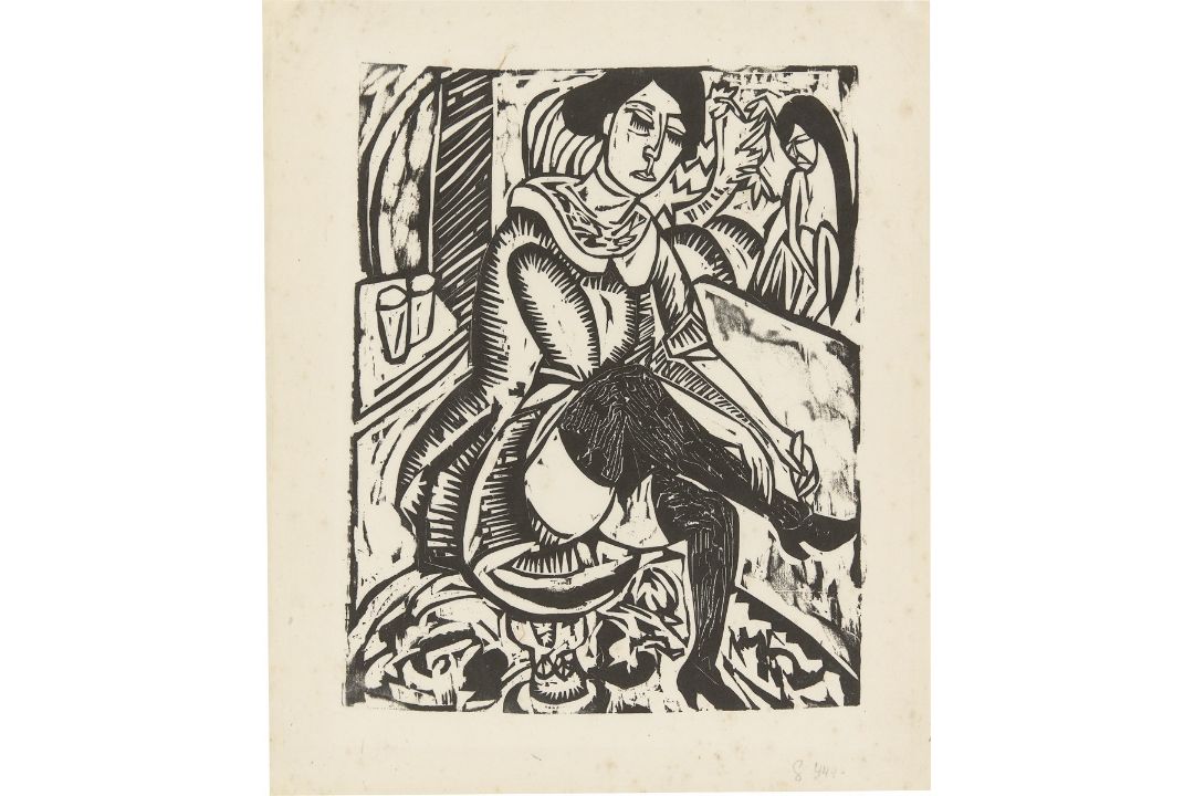 Ernst Ludwig Kirchner. „Frau, Schuh zuknöpfend“. 1912/13 - Bild 1 aus 3