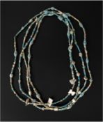 Faience Necklace with Small Amulets, Ancient Egypt, New Kingdom to Third Intermediate Period, 1300-7