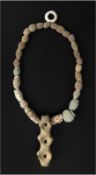 Faience Necklace with Orientalizing Pendant, Ancient Egypt, Egyptian Middle Kingdom to Late Period, 
