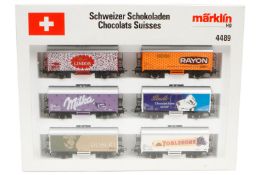Märklin schweizer Güterwagen-Set 4489, Spur H0, 6-teilig, Alterungsspuren, im leicht besch. OK, Z