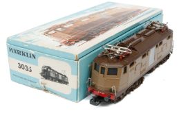 Märklin E-Lok 3035, Spur H0, 3-Leiter, braun, LS und Alterungsspuren, im tw besch. OK, Z 2-3