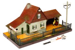 Märklin Landbahnhof 2151, HL, mit Schild, Hauptsignal (Aufnahme lose) und Telegraphenmast, LS und