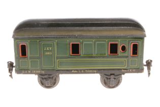 Märklin Gepäckwagen 1885, Spur 1, grün, LS und gealterter Lack, L 20,5, Z 3