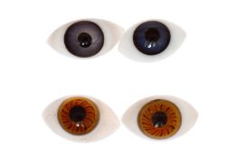 2 Paar Glasaugen für Puppen, L ca. 2,5 cm