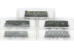 5 Fleischmann Wagen, Spur H0, Alterungsspuren, im leicht besch. OK, Z 1-2