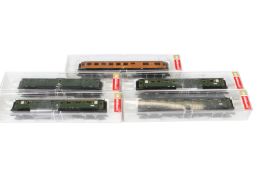 5 Fleischmann Wagen, Spur H0, Alterungsspuren, je in OVP, Z 2