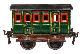 Märklin Abteilwagen, Spur 1, uralt, HL, mit Inneneinrichtung, Dach ersetzt, starke