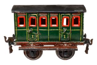 Märklin Abteilwagen, Spur 1, uralt, HL, mit Inneneinrichtung, Dach ersetzt, starke