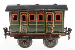 Märklin Abteilwagen, Spur 1, uralt, HL, mit Inneneinrichtung und 4 AT, Dach ÜL, LS und gealterter