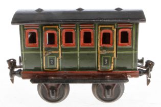 Märklin Abteilwagen, Spur 1, uralt, HL, mit Inneneinrichtung und 4 AT, Dach ÜL, LS und gealterter