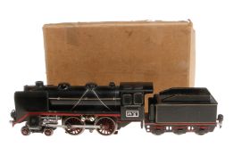 Märklin 2-B Dampflok E 66/12920, Spur 0, elektr., schwarz, mit Tender, 2 el. bel. Stirnlampen und