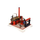 Wilesco liegende Dampfmaschine, KD 5,5, mit Brenner, stehendem festem Zylinder, Öler und
