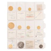 ZECCHE ANTICHE, ITALIANE E REGNO D'ITALIA. INSIEME DI NOVE MONETE DA STUDIO IN ORO E DUE IN ARGENTO.
