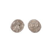 MONETE ROMANE CON IL NOME DEI MAGISTRATI. LUCRETIA CN. LUCRETIO TRIO (136 a.C.) DENARIO