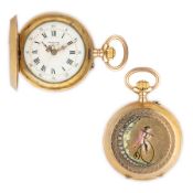 ENRICO VOLPE BARI, OROLOGIO DA TASCA IN ORO, CON SMALTI POLICROMI, FRANCIA 1890 CIRCA