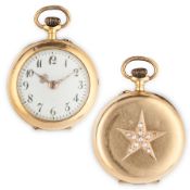 OROLOGIO DA COLLO IN ORO, CON MICROPERLE, FRANCIA 1870 CIRCA