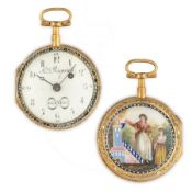 REGAND, OROLOGIO DA TASCA CON SMALTI POLICROMI, SVIZZERA 1760 CIRCA