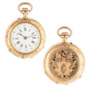 OROLOGIO DA TASCA O DA COLLO IN ORO E SMALTI CHAMPLEVE', FRANCIA 1870 CIRCA