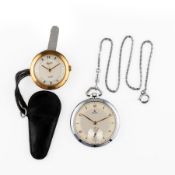 LOTTO DI DUE OROLOGI, DA MEDICO E DA TASCA CON CATENA, SVIZZERA 1940-60 CIRCA
