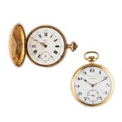 LAMINOR, DUBOIS, LOTTO DI DUE OROLOGI DA TASCA IN ORO, SVIZZERA 1900-1920 CIRCA