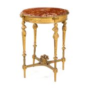 GUERIDON IN LEGNO SCOLPITO E DORATO, XIX SECOLO