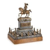 GRUPPO EQUESTRE IN BRONZO E MARMO, XIX SECOLO