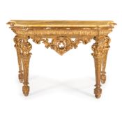 CONSOLE IN LEGNO INTAGLIATO E DORATO, XIX SECOLO