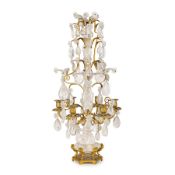 GIRANDOLE IN CRISTALLO DI ROCCA E BRONZO DORATO, XIX SECOLO