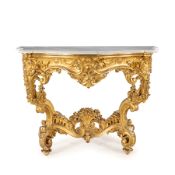 CONSOLE IN LEGNO INTAGLIATO E DORATO, XIX SECOLO