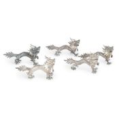 CINQUE SCULTURE IN ARGENTO, CINA, XIX-XX SECOLO