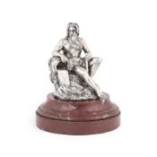 FIGURA IN ARGENTO SU BASE IN MARMO, XX SECOLO