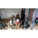 Mixed figurines to include Oriental examples. Not available for in-house P&P