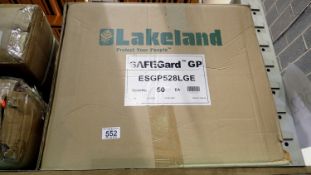 Lakeland white overalls, size L X50. Not available for in-house P&P THIS LOT MUST BE COLLECTED BY