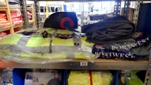 Portwest hiviz fleeces, size S X2 and Portwest grey action trousers, size 44 inch X6. Not