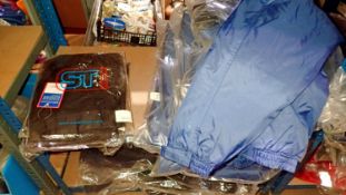 Regatta blue padded jacket, mixed sizes X8 and ST workwear combat trousers, size 54 inch X3. Not