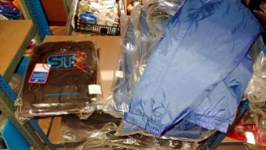 Regatta blue padded jacket, mixed sizes X8 and ST workwear combat trousers, size 54 inch X3. Not