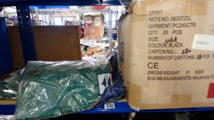 Combat trousers, size 46 R X18 and Portwest bibs and braces, mixed sizes X6. Not available for in-