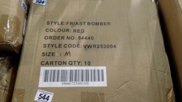 Vizwear red bomber jackets, size M X10. Not available for in-house P&P THIS LOT MUST BE COLLECTED BY