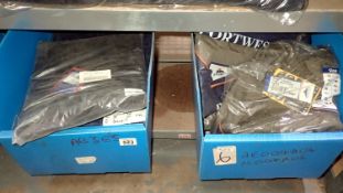 Gents blue trousers, size 38 inch X9 and Workman combat trousers, mixed sizes X15. Not available for