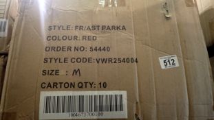 Vizwear red pakas, size M X10. Not available for in-house P&P THIS LOT MUST BE COLLECTED BY FRIDAY