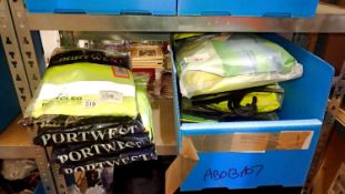 Portwest hooded yellow sweatshirts, size L X5 and Portwest boilersuits, size XXXL X6. Not