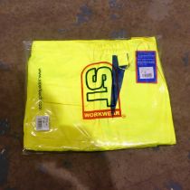 Box of Supertouch yellow trousers, size L X30. Not available for in-house P&P. THIS LOT MUST BE