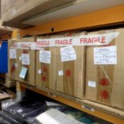 Five boxes of 12 rolls of reflective tape, 'Scaffolding in progress'. Not available for in-house P&