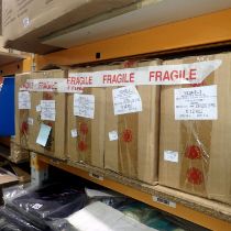 Five boxes of 12 rolls of reflective tape, 'Scaffolding in progress'. Not available for in-house P&